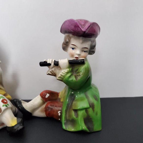 RARE * Vintage Authentic Hummel Bookends Colonial Boy & Girl Musician Figurines - Picture 3 of 9